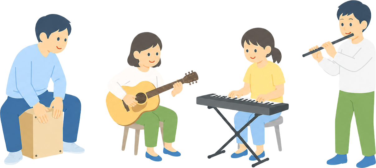 楽器を演奏するメンバーのイラスト
